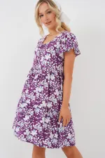 2352 V-Neck Short Dress - Purple