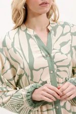 Robe hijab à motifs authentiques 2423 - Vert A.