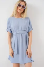 Women's Short Sleeve Mini Ayrobin Dress 2572 - Blue