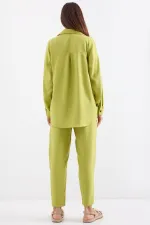 6622 Keten İkili Takım - Yağ Yeşil