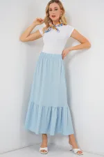 Jupe longue tricotée 1886 - Bleu clair