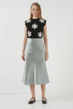 15806 Satin Skirt - Çağla