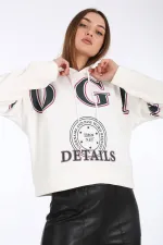 Sweat à capuche 4258 avec imprimé sur le devant - Blanc