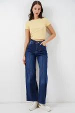 Kadın Yüksek Bel Kot Pantolon 30082 - Lacivert
