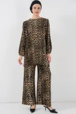 Kadın Leopar Tunik Pantolon Alt Üst Takım 6663