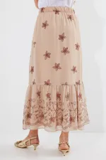 Jupe en mousseline à motifs 8010 - Vison