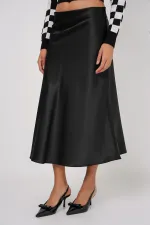Jupe en satin noir 15806
