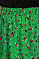 Women's Green Floral Patterned Long Knitted Skirt 1886
