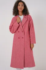 Manteau long oversize en laine et cachemire, coupe ample, référence 9113 - Rouge
