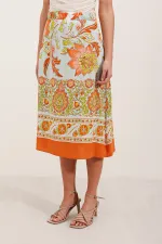Jupe midi à motifs 1899 - Orange