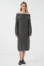 Robe en maille oversize à col Madonna 15920 - Anthracite