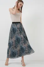 8032 Uzun Şifon Etek - İndigo