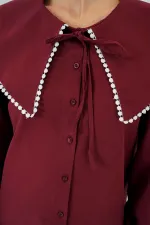 Chemise à col bébé pour femme 20314 - Bordeaux