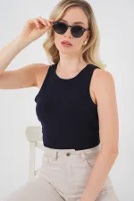 Body dos nu à boutons-pression pour femme 972 - Bleu marine