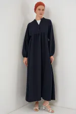 Kadın Uzun Tesettür Elbise 2525 - Lacivert