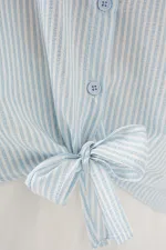 Women's Tie-Front Striped Shirt 20323 - Blue