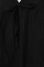 Kadın Önü Bağcıklı Uzun Kol Bluz 946 - Siyah