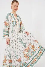 Robe hijab à motifs authentiques 2423 - Verte 10