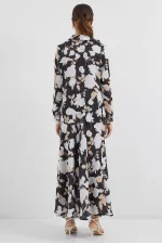 Ensemble deux pièces en satin à motifs 8018 - Noir