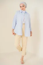 Chemise hijab basique oversize 103901 - Bleu clair