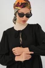 Ensemble deux pièces tunique et pantalon à lacets pour femme 6744 - Noir