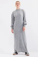 Robe longue en maille grise 15839