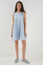 2444 Mini Linen Dress - Light Blue