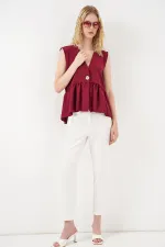 Women's Button-Down Sleeveless Blouse 994 - Burgundy