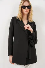 Women's Side-Tie Blazer Jacket 0750 - Black