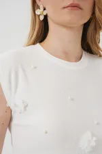 929 Short Sleeve Knitted Blouse - White