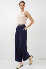 Kadın Geniş Paça Kumaş Pantolon 30088 - Lacivert