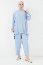 Ensemble deux pièces tunique et pantalon 6682 - Bleu