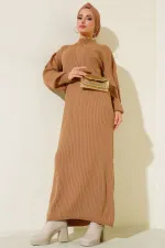 15900 Full Length Hijab Knit Dress - Tan