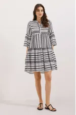 1975 ETHNIC PATTERNED DRESS - Black