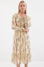 Robe en mousseline à motifs Bigdart 2137 - Crème