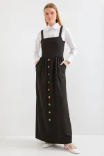 2490 Long Overall Dress - Black