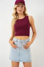 Jupe courte en jean pour femme 8049 - Bleue