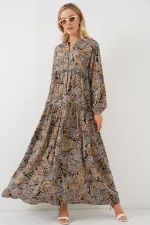 Robe hijab à motifs authentiques 2423 - Gris clair