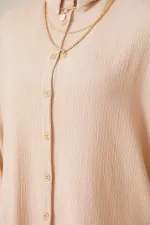 T5858 Ensemble hijab tricoté deux pièces - Biscuit