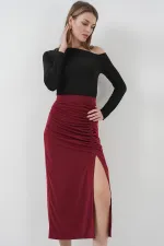 Jupe fendue Sandy 8033 - Rouge bordeaux