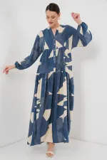 Robe hijab à motifs authentiques 2423 - K. Indigo