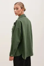 20192 Oversize Gabardine Shirt Jacket - Khaki