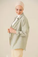 103901 Oversize Basic Tesettür Gömlek - A.Haki
