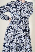 Robe hijab à col juge 2144 - Bleu marine