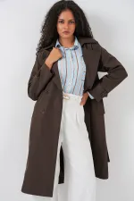 5918 Kruvaze Yaka Trençkot - C. Kahverengi