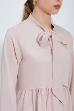 Ensemble pantalon et tunique en maille crème pour femme 6654