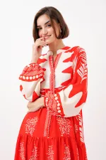 Robe hijab à motifs authentiques 2423 - Taille M, rouge