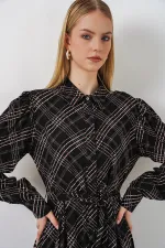 Kadın Boydan Düğmeli Uzun Tesettür Elbise 2588 - D. Siyah