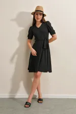 2370 Belted Knitted Dress - Black