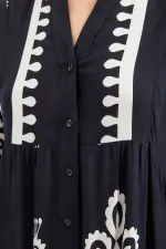 Robe hijab à motifs authentiques 2423 - Noire